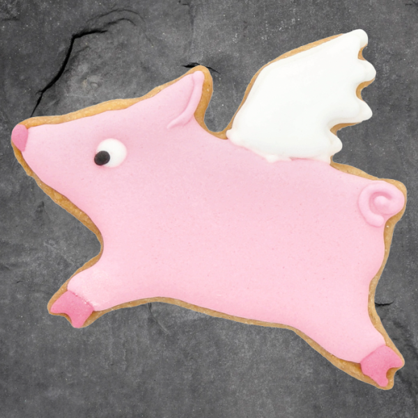 Schwein mit Flügeln, 7 cm, Edelstahl und Innenprägung